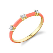 SLOANE STREET Stackable Coral Enamel and Diamond Band